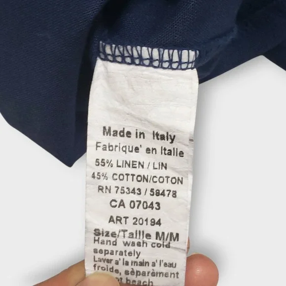 Terzo Millennio Navy Blue Linen Cotton Tunic Dress Made in Italy Medium Pockets - Picture 6 of 10